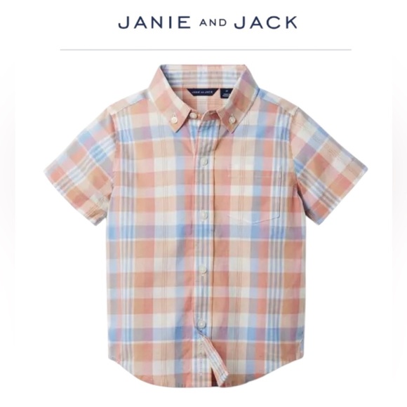 Janie and Jack Other - 🛍️SALE🛍️ Janie and Jack Boy’s The Madras Plaid Shirt in Orange and Blue